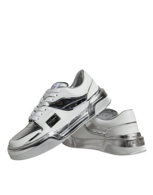 Dolce & Gabbana Low-Top Sneakers White Silver Leather - Luxury Shoes