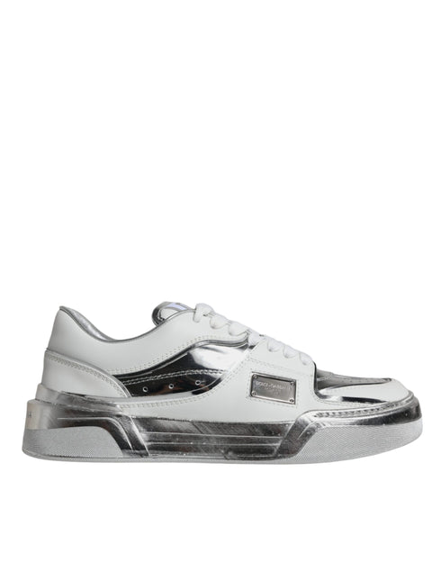 Dolce & Gabbana Low-Top Sneakers White Silver Leather - Luxury Shoes