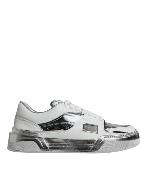Dolce & Gabbana Low-Top Sneakers White Silver Leather - Luxury Shoes