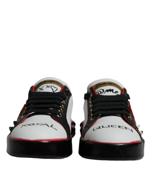 Dolce & Gabbana White Red Crystal Portofino Sneakers - Women’s Shoes