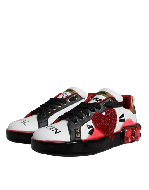 Dolce & Gabbana White Red Crystal Portofino Sneakers - Women’s Shoes