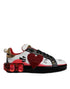 Dolce & Gabbana White Red Crystal Portofino Sneakers for Women