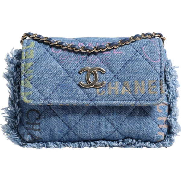 Chanel Mood Flap Micro Bag – Blue Denim – Silver Hardware – Series 31 – Women’s