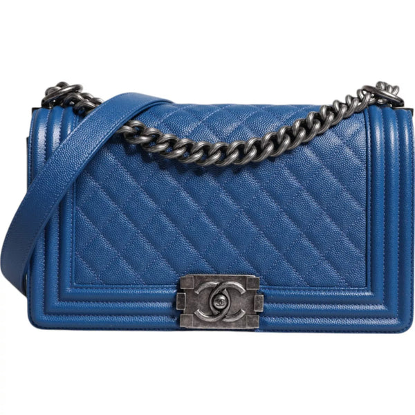 Chanel Boy Bag – Medium – Blue Caviar Leather – Ruthenium Hardware – Women’s