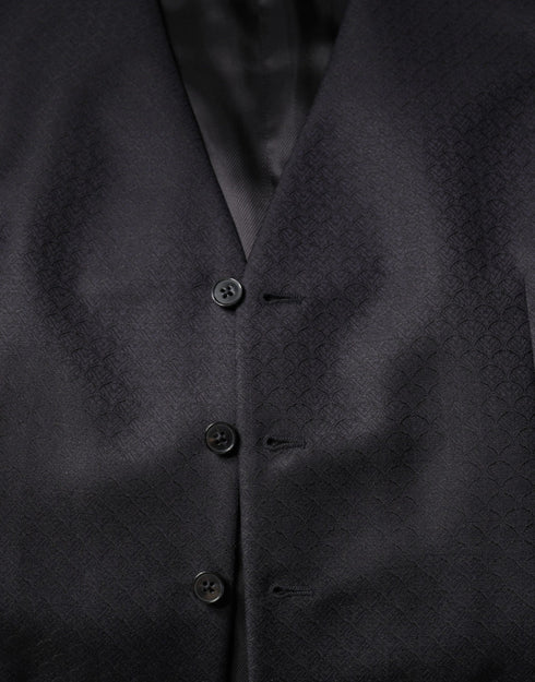 Dolce & Gabbana Black Wool Waistcoat Dress Formal Vest
