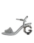Dolce & Gabbana Silver KEIRA Leather Heels Ankle Strap Sandals – Women’s