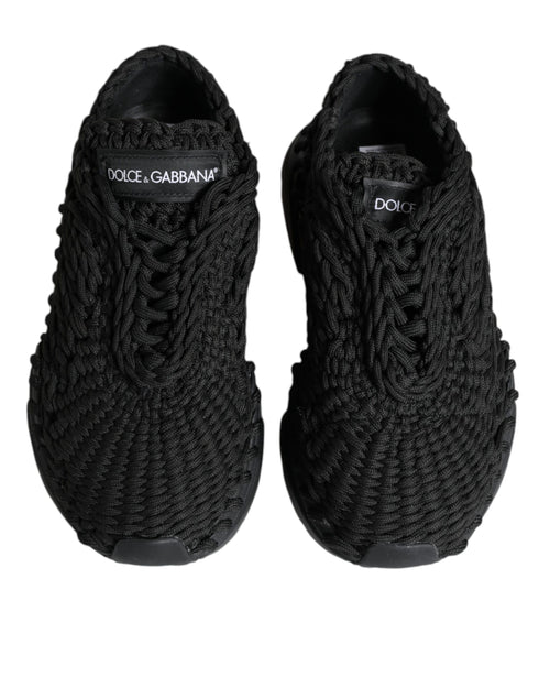 Dolce & Gabbana Daymaster Sneakers Low Top Black Knitted Fabric Shoes