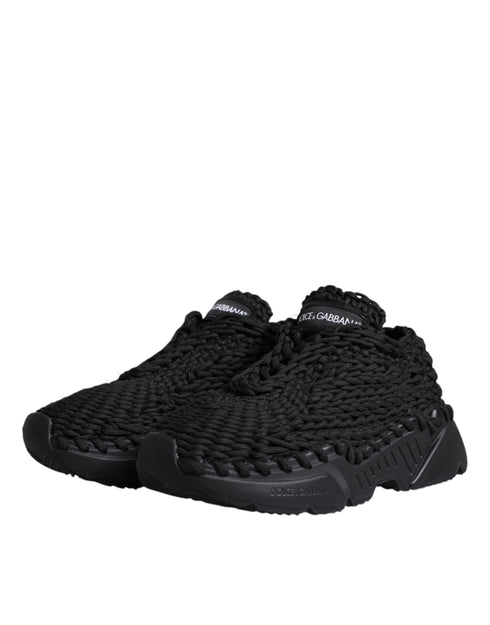 Dolce & Gabbana Daymaster Sneakers Low Top Black Knitted Fabric Shoes