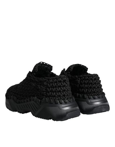 Dolce & Gabbana Daymaster Sneakers Low Top Black Knitted Fabric Shoes