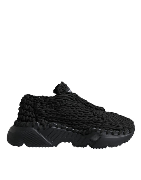 Dolce & Gabbana Daymaster Sneakers Low Top Black Knitted Fabric Shoes