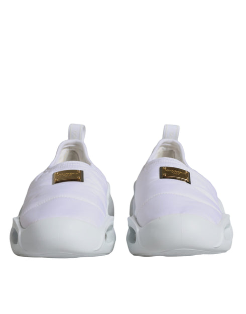 Dolce & Gabbana White Padded Fabric Low-Top Sneakers Shoes with Chunky Sole for Women