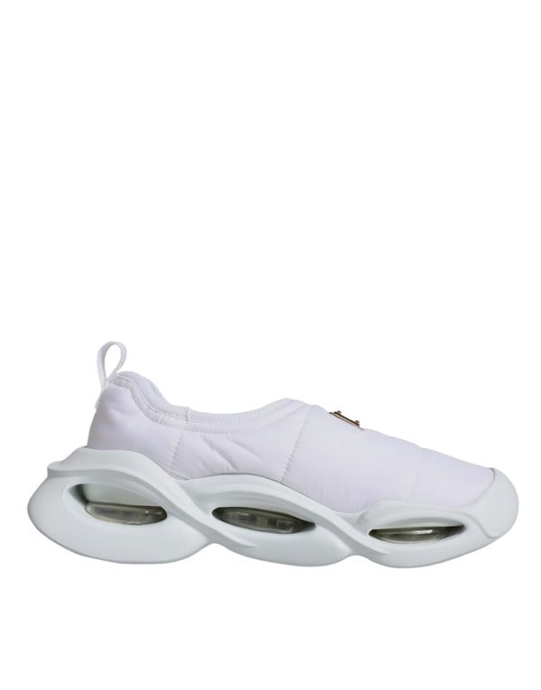 Dolce & Gabbana White Padded Fabric Low-Top Sneakers Shoes with Chunky Sole for Women