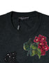 Dolce & Gabbana Gray Embellished Crew Neck Pullover Sweater