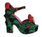 Dolce & Gabbana Brocade Rose Wedge Sandals Green Snakeskin Women’s