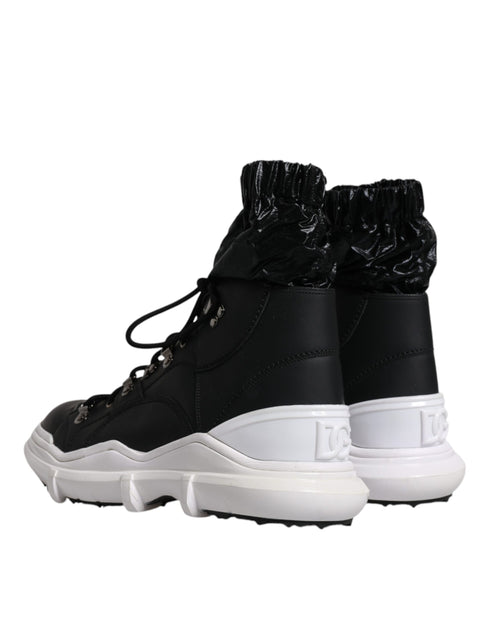 Dolce & Gabbana Black Nylon Galileo High Top Sneakers Shoes