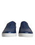 Dolce & Gabbana Blue Croc Exotic Leather Men Sneakers Shoes