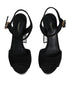Dolce & Gabbana Black Mirror-Heel Platform Sandals – Luxury Wool-Silk Open Toe Heels for Women