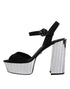 Dolce & Gabbana Black Mirror-Heel Platform Sandals – Luxury Wool-Silk Open Toe Heels for Women