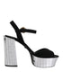 Dolce & Gabbana Black Mirror-Heel Platform Sandals – Luxury Wool-Silk Open Toe Heels for Women