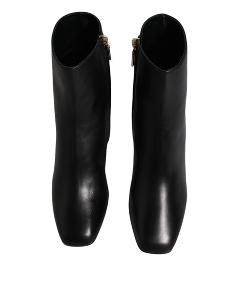 Dolce & Gabbana Black Jackie Leather Mid Calf Boots Women’s Italian Shoes