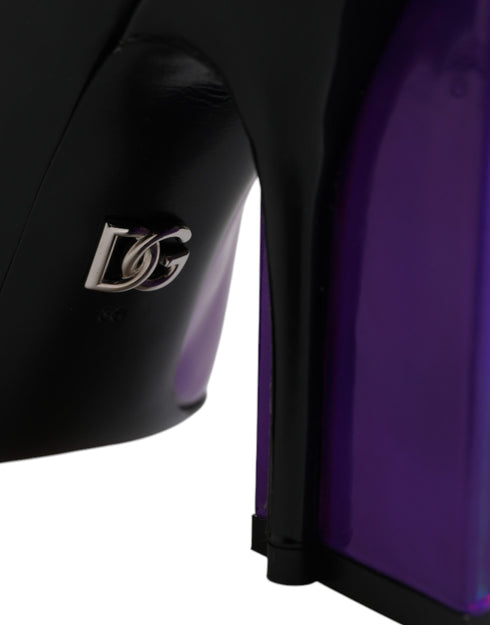 Dolce & Gabbana Purple & Black Pointed Ankle Boots Shoes – Women’s