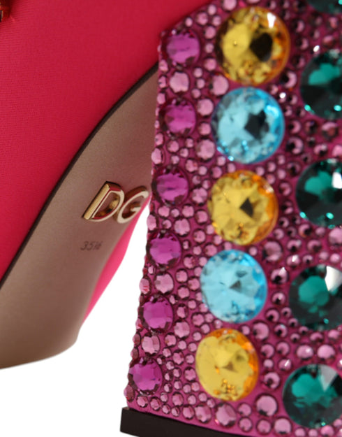 Dolce & Gabbana Vally High Boots Pink Nylon Crystal Embellished Women’s Shoes