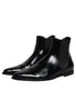 Dolce & Gabbana Black Leather Chelsea Men Ankle Boots Shoes