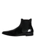 Dolce & Gabbana Black Leather Chelsea Men Ankle Boots Shoes