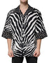 Dolce & Gabbana Black White Zebra Button Down Oversize Shirt