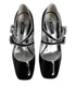 Dolce & Gabbana Crystal Mary Jane Pumps – Black Patent Leather Block Heel Shoes for Women