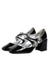 Dolce & Gabbana Crystal Mary Jane Pumps – Black Patent Leather Block Heel Shoes for Women