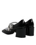 Dolce & Gabbana Crystal Mary Jane Pumps – Black Patent Leather Block Heel Shoes for Women