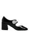 Dolce & Gabbana Crystal Mary Jane Pumps – Black Patent Leather Block Heel Shoes for Women
