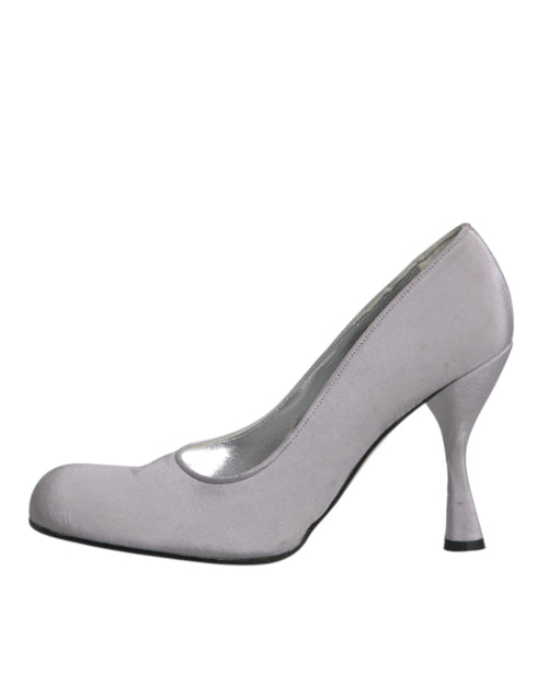 Dolce & Gabbana Suede Heels Pumps | Gray Leather High Heels Shoes for Women
