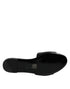 Versace Black Leather Logo Plaque Slides – Women’s Slip-On Flat Sandals with Gold Detail