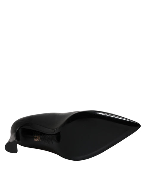 Versace Medusa Black Leather Pumps – Pointed Toe Gold Logo High Heels for Women