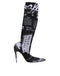 Dolce & Gabbana Black White Logo Stretch Sock High Heel Boots – Women's Shoes
