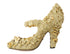 Dolce & Gabbana Mary Janes Gold Floral Crystal Cotton Leather Pumps - Women’s