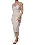 Dolce & Gabbana White Sheer Tulle Bustier Bodycon Midi Dress