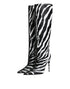 Dolce & Gabbana Black White Zebra Heels High Boots Shoes - Women’s