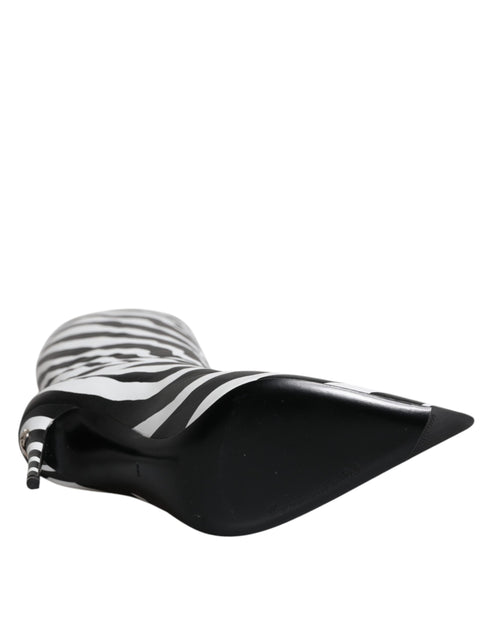 Dolce & Gabbana Black White Zebra Heels High Boots Shoes - Women’s