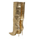 Dolce & Gabbana Gold Leather Stiletto Heels High Boots Shoes - Women’s