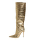 Dolce & Gabbana Gold Leather Stiletto Heels High Boots Shoes - Women’s