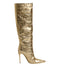 Dolce & Gabbana Gold Leather Stiletto Heels High Boots Shoes - Women’s