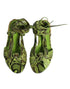 Dolce & Gabbana Green Leather Flat Sandals – Women’s Ankle Wrap Animal Print Shoes