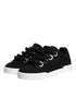 Dolce & Gabbana Black Portofino Sneakers – Low Top Cotton Lace-Up Shoes
