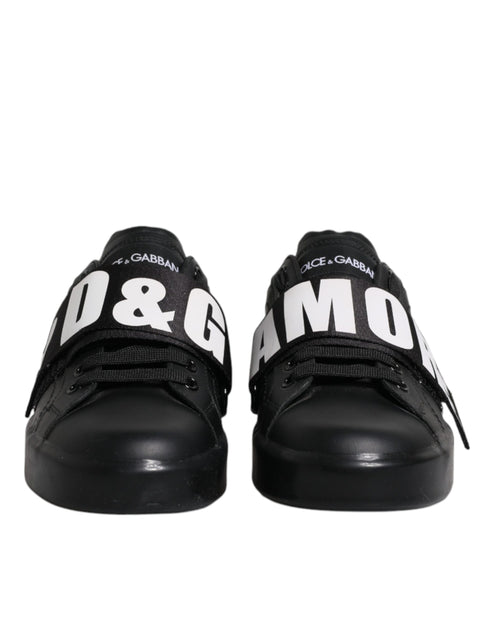 Dolce & Gabbana AMORE Sneakers | Black White Leather Low Top Shoes