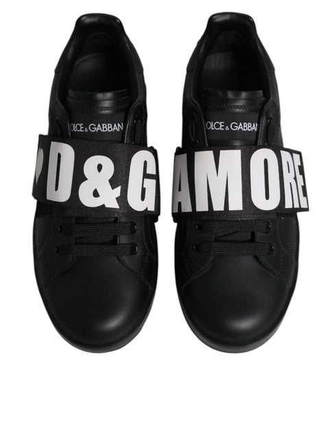 Dolce & Gabbana AMORE Sneakers | Black White Leather Low Top Shoes