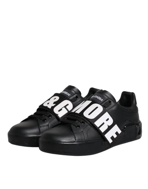 Dolce & Gabbana AMORE Sneakers | Black White Leather Low Top Shoes