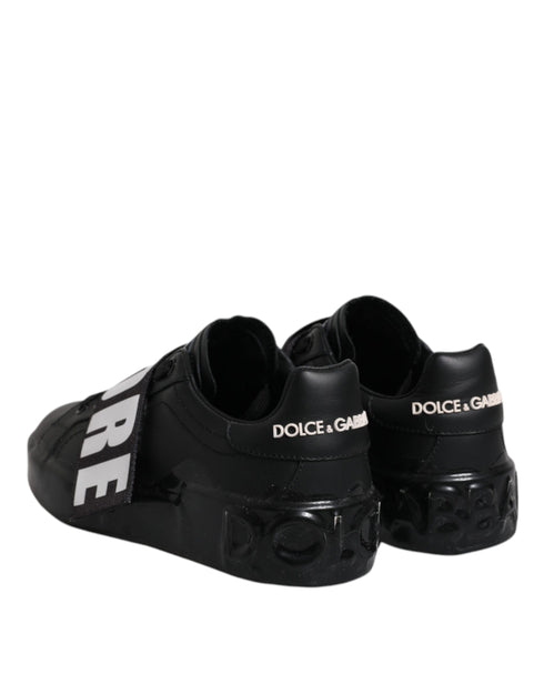 Dolce & Gabbana AMORE Sneakers | Black White Leather Low Top Shoes